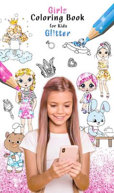 Girls Color Book with Glitter - Screenshot 1