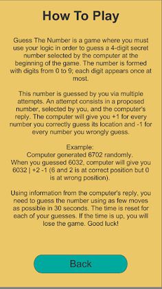 Guess 4 Numbers - Screenshot 1
