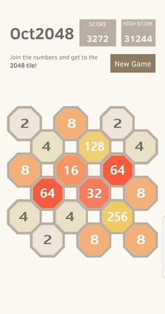 Oct 2048: moving tiles in 8 di - Screenshot 2