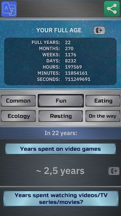 Life Calculator - Stats - Screenshot 2