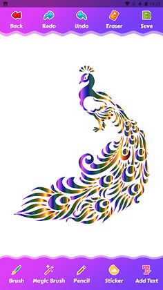 Coloring rainbow peacock - Screenshot 4