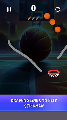 Stickman Draw Line Basketball - Screenshot 2