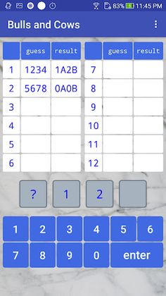 Bulls and Cows - Screenshot 2